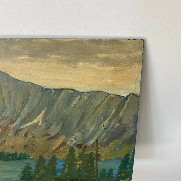 vintage original mountain landscape oil painting mountain scene - Picture 3 of 8